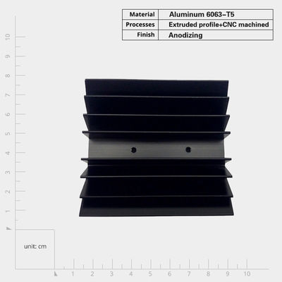 6000 سري آلومينيوم درجه Extrusion حرارتی سینک, سیاه Anodizing آلومينيوم رادیاتور